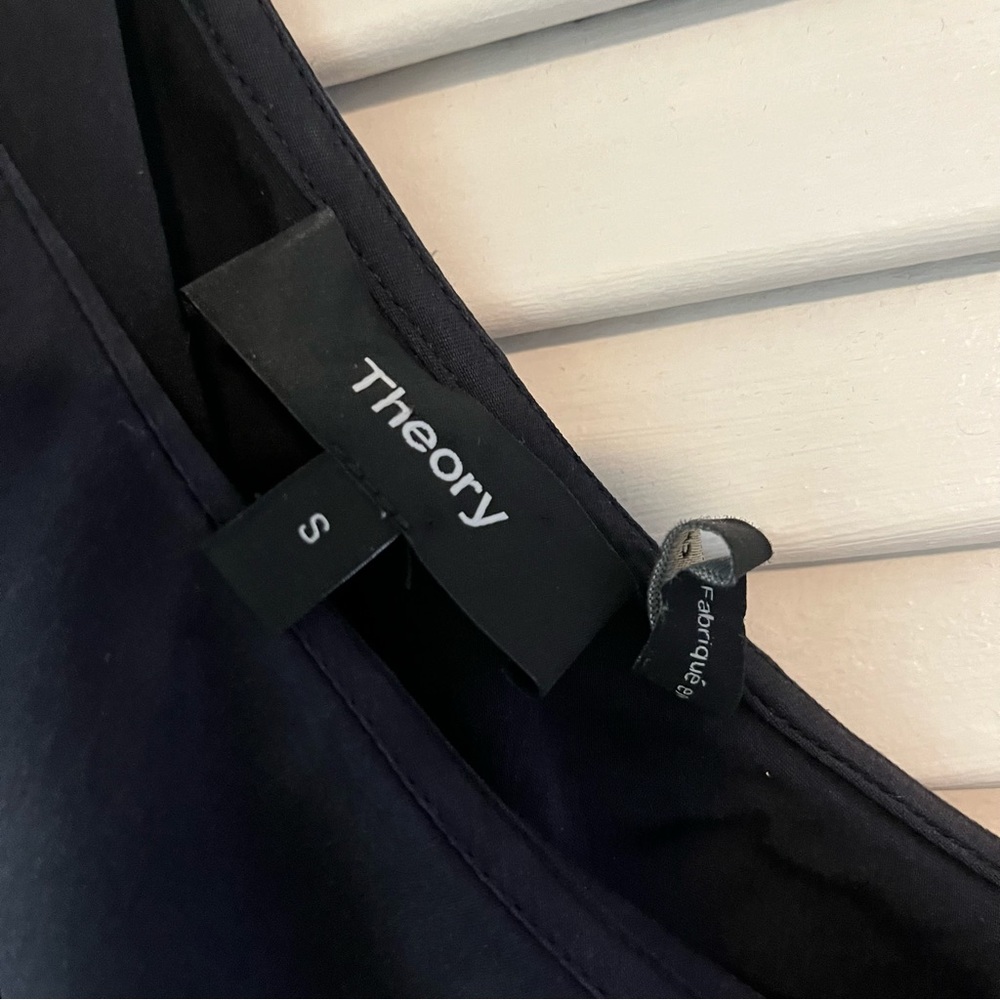 Theory Asymmetrical, One-shoulder Silk Blouse with Ruffle - Picture 4 of 12